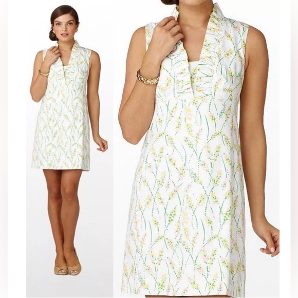 Lilly Pulitzer Adeline Ruffle‎ Grass Shift Dress Size 0 EUC 0319 - Picture 1 of 12
